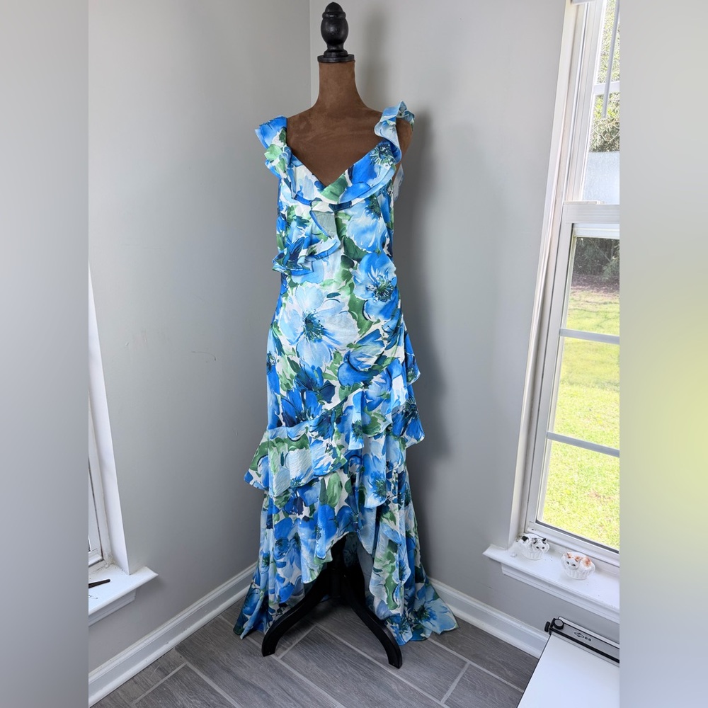 NWT Alex Marie Blue Floral High Low Dress - Picture 2 of 12